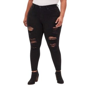 Torrid Sky High Skinny Jeans Size 20 Premium Stretch High-Rise Black Ripped